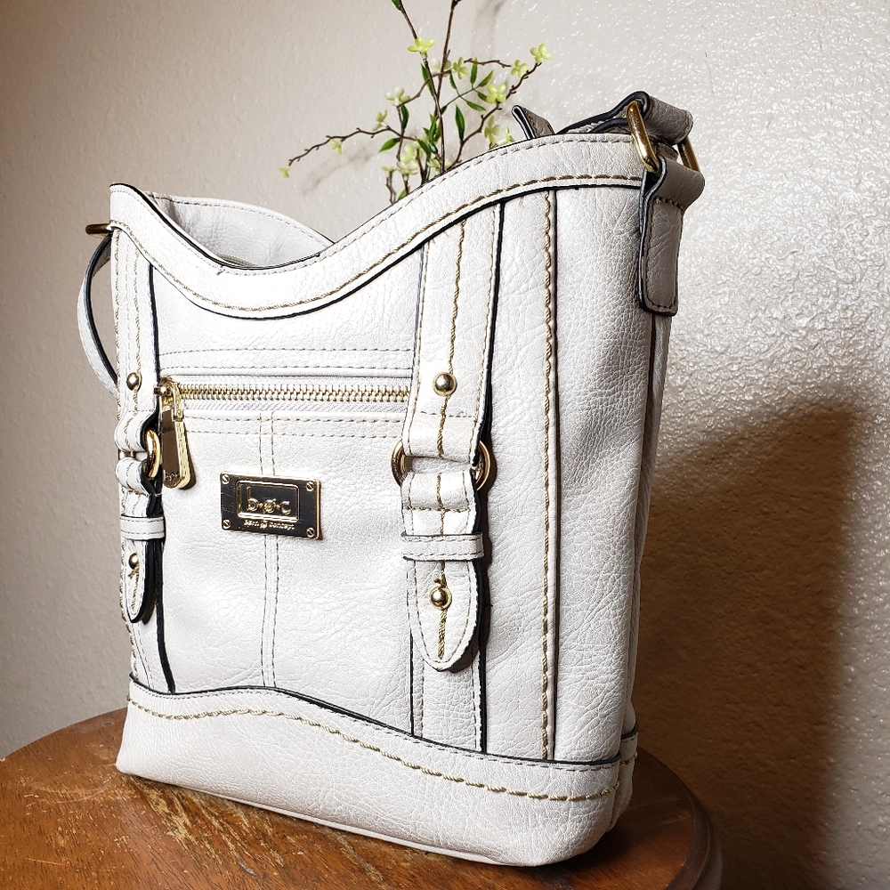 BOC White & Gold Vegan Leather Crossbody Satchel